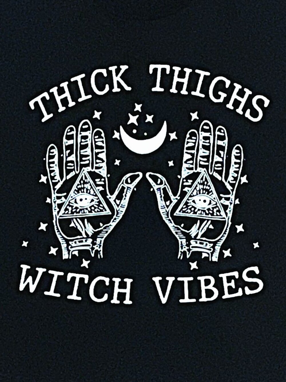 Thick Thighs Witch Vibes Graphic T-Shirt Black Oversized Tee - Picture 3 of 7
